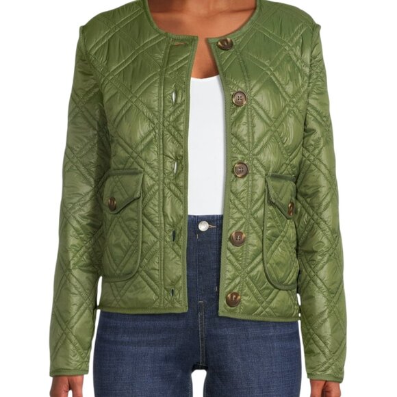 Time & Tru NWT Olive Green Quilted Lightweight Puffer Jacket Size L - Picture 1 of 12